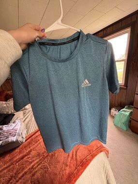 adidas Heathered Teal Short Sleeve Performance Tee